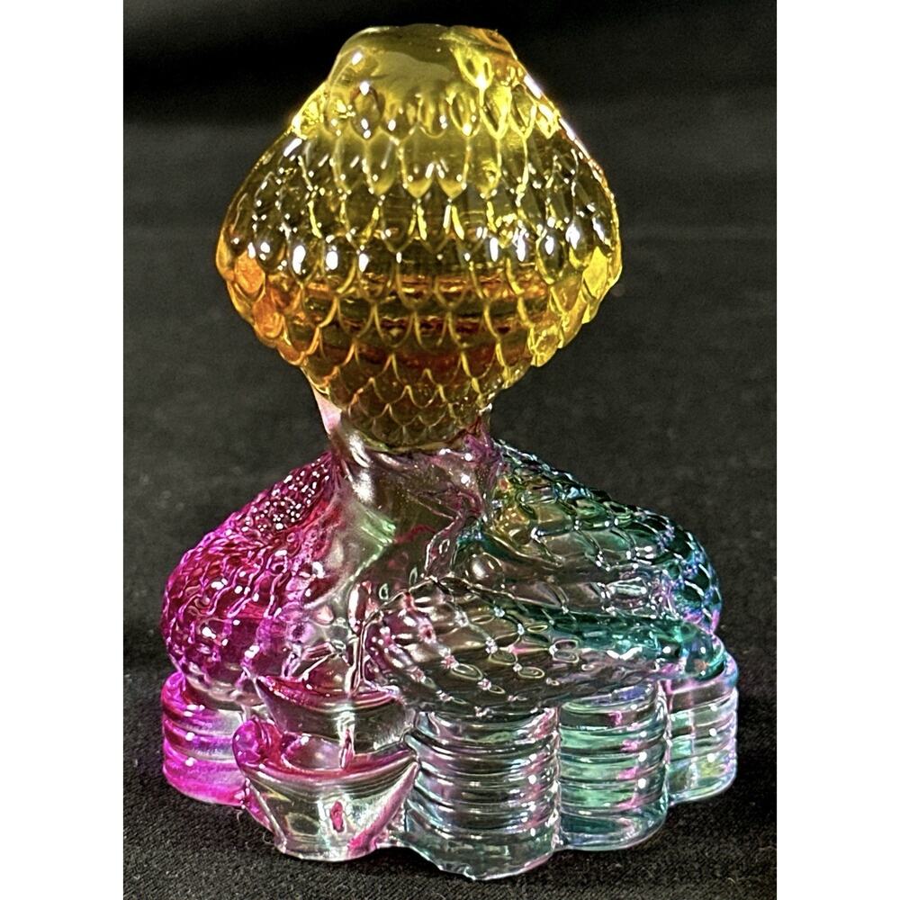 Crystal Cobra Snake Figurine Multicolor Pink Green Amber 3” Art Glass Paperweigh - Picture 6 of 8